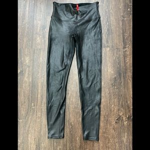 SPANX black faux leather leggings large